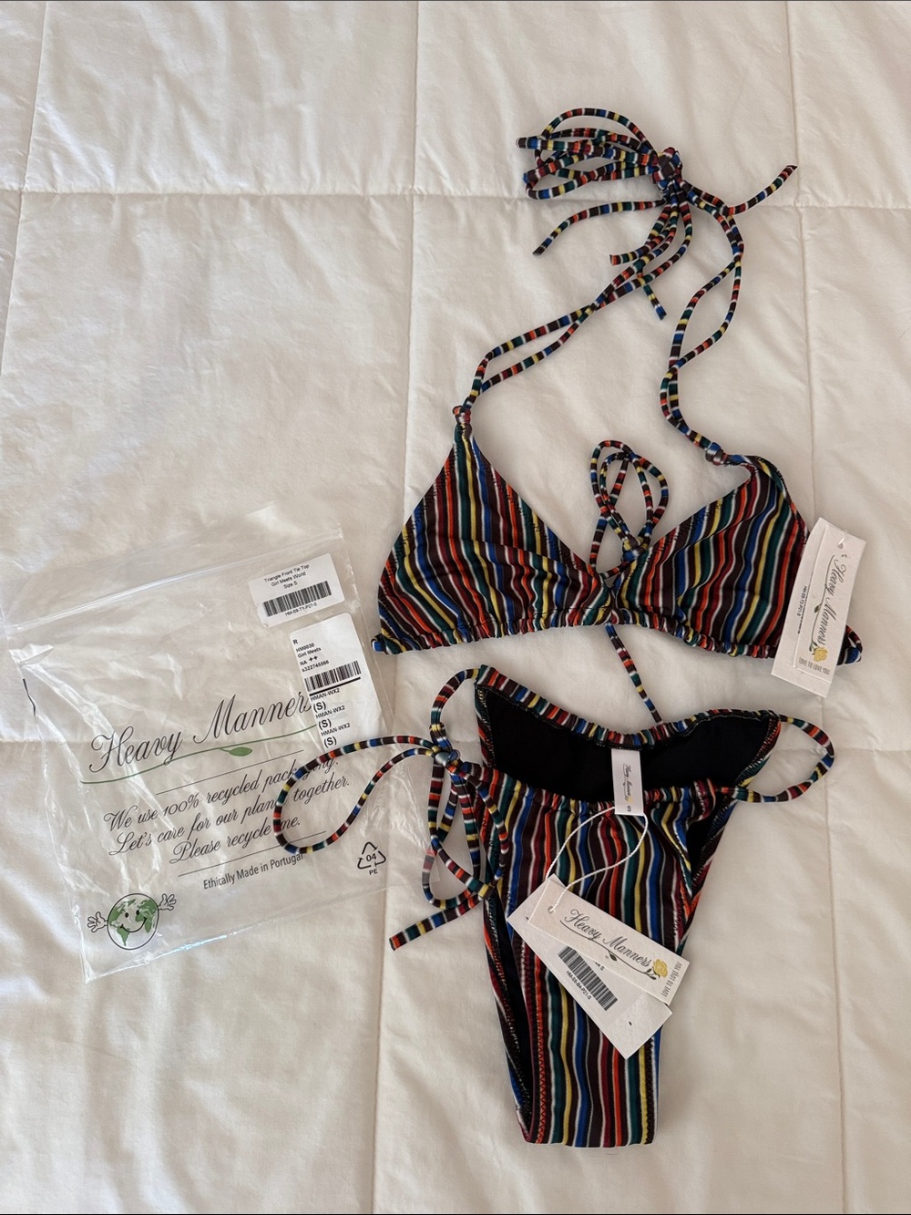 Heavy Manners Double String Top Side Tie Bottoms in Boots size small